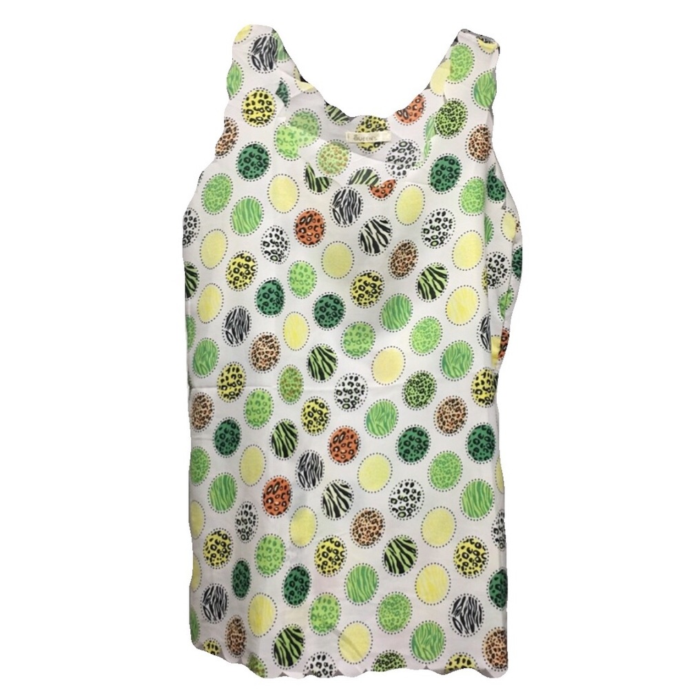 Queen’s Scallop neckline multicolor tank L/XL NWOT